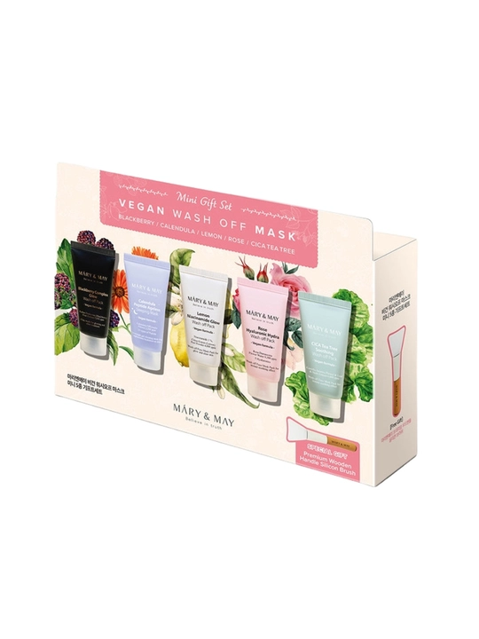 Yuz uchun MARY&MAY Vegan yuviladigan mini maskalar to‘plami, 5×30 gr