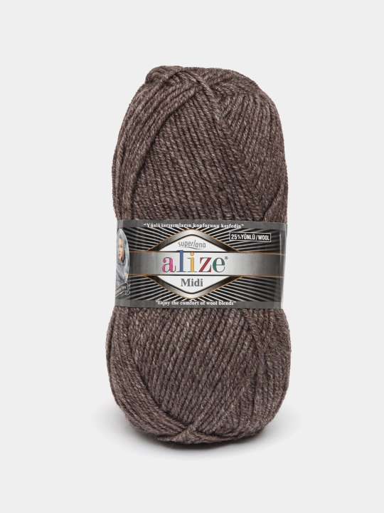 Нить для вязания Alize Superlana Midi, 25% шерсть, 75% акрил, 100 г, 170 м