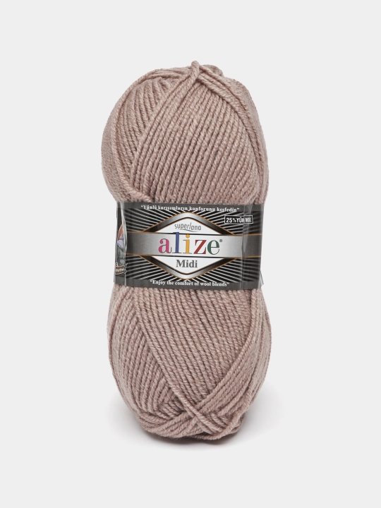 Нить для вязания Alize Superlana Midi, 25% шерсть, 75% акрил, 100 г, 170 м