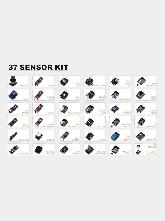 Набор 37 в 1 датчиков и сенсоров для платформы Arduino 37 sensor kit  - 