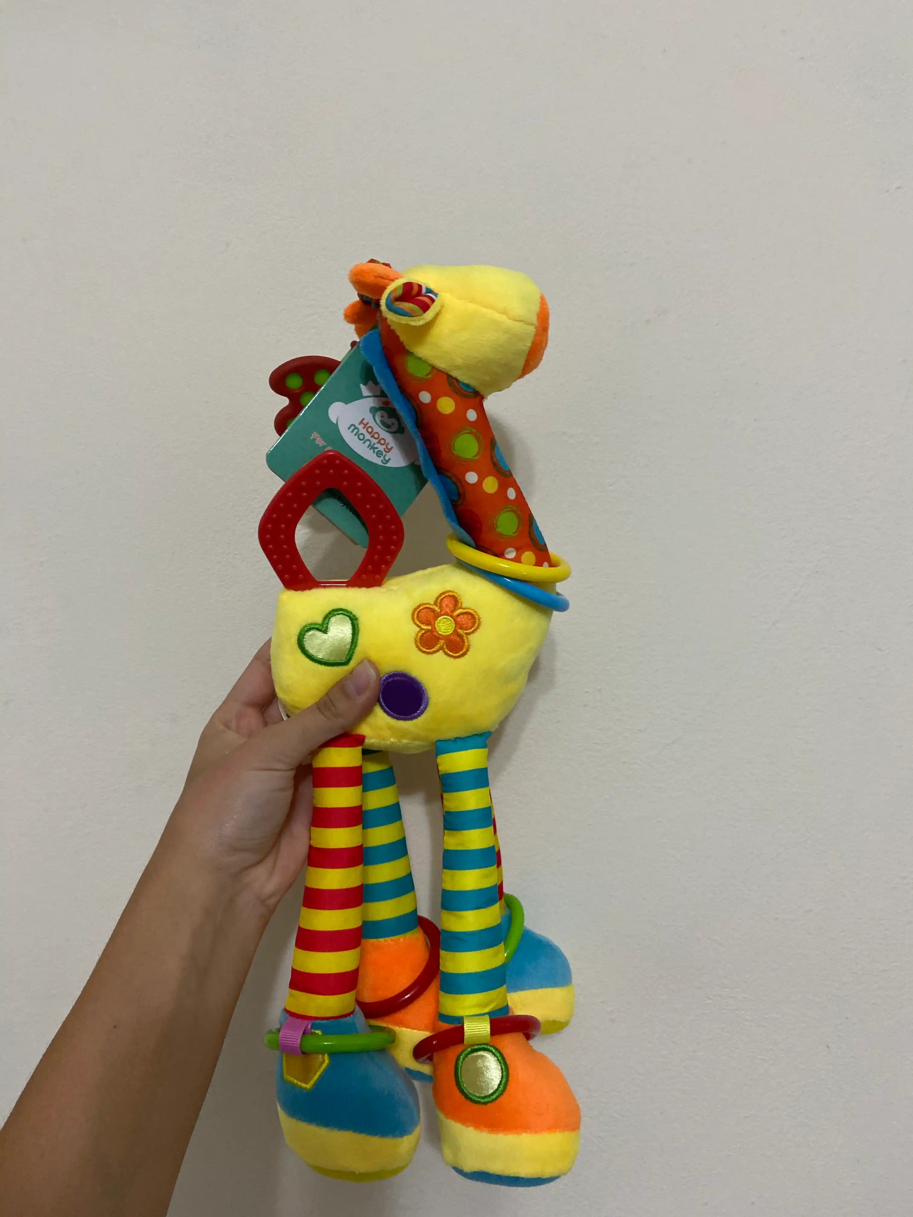 Chaqaloqlar uchun shovqinli o'yinchoq, 0 dan, kemirishli shaqildoq, osilgan jirafa
