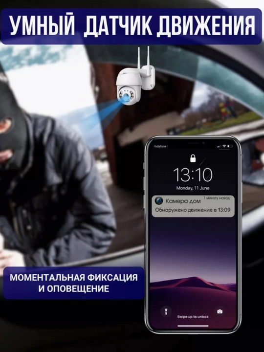 Juft linzali va harakat sensoriga ega Wi-Fi video kuzatuv kamerasi