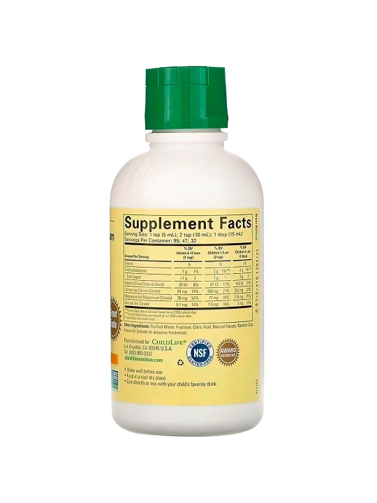 ChildLife Essentials, Suyuq Kalsiy magniy bilan, tabiiy apelsin ta'mi 473 ml