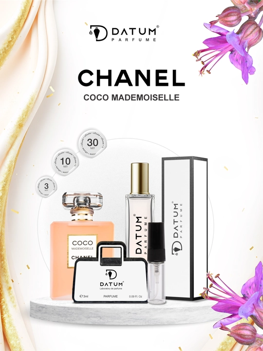 Ayollar atiri Datum Parfume Coco Mademoiselle, bergamot, yasmin, atirgul va pachuli bilan - 