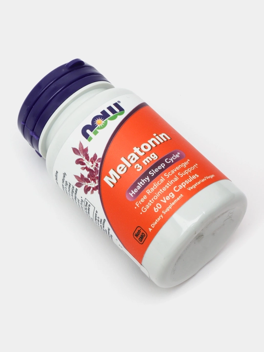 Мелатонин NOW FOODS Supplements, цикл здорового сна, 3 мг, 60 капсул, Халяль