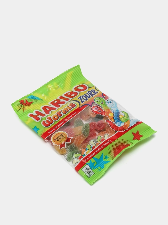 Haribo chaynalgan marmelad Worms zourr, nordon qurtlar, 80 gr,