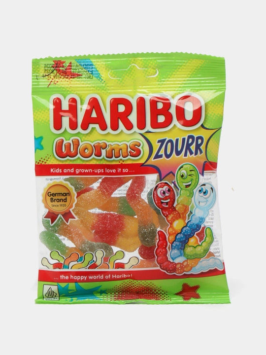 Haribo chaynalgan marmelad Worms zourr, nordon qurtlar, 80 gr,