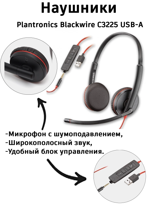Наушники Plantronics Blackwire C3225 USB-A - 