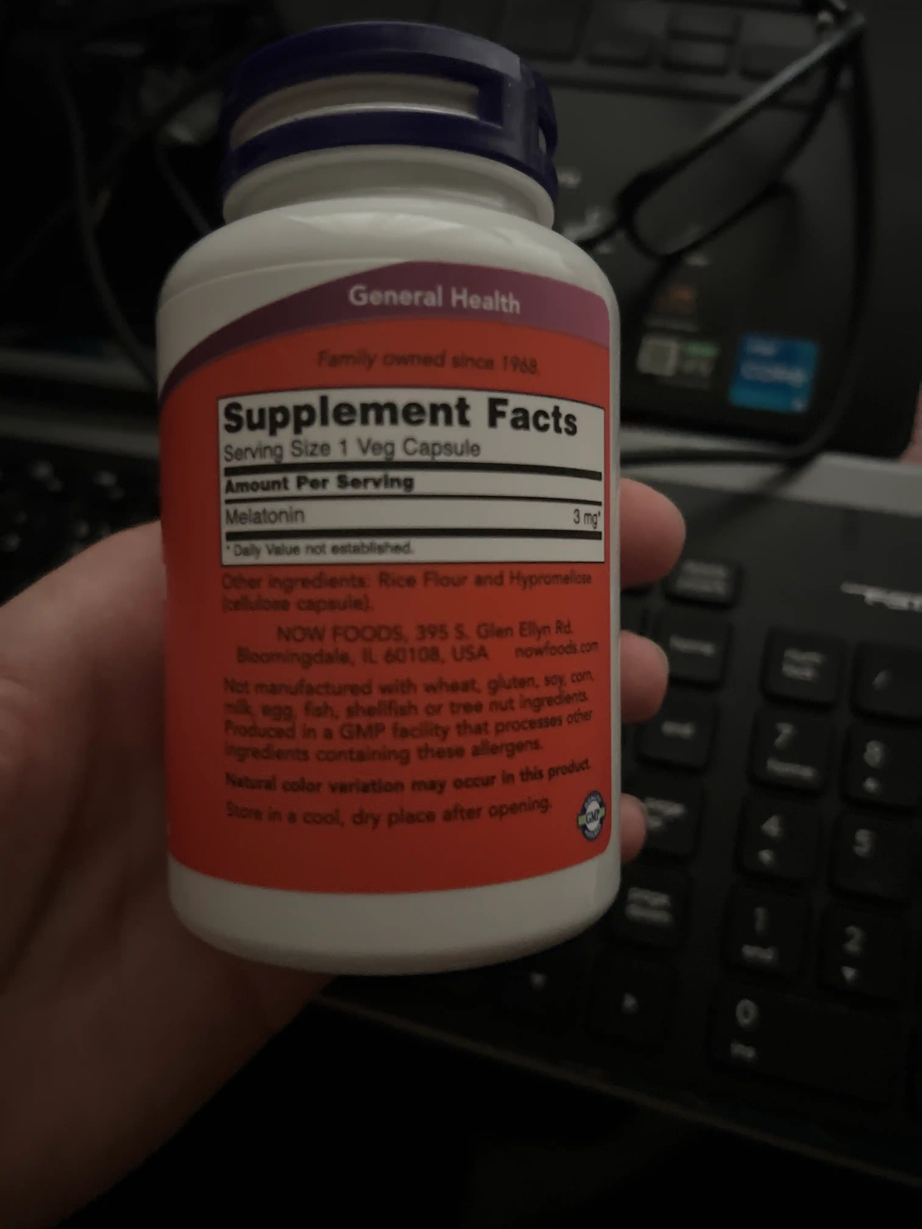 Мелатонин NOW Supplements, цикл здорового сна, 3 мг, 60 капсул, Халяль