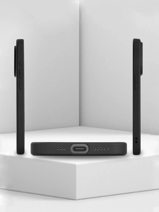 Chexol iPhone 7,8,SE,X,XS,11,12,13,14,15,16,17,Pro,Max,Plus,mini uchun,qora,silikon,G'ilof