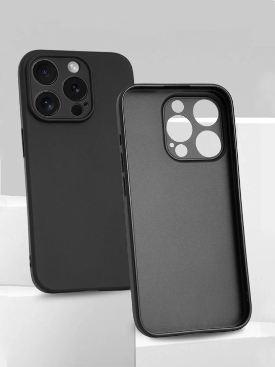 Chexol iPhone 7,8,SE,X,XS,11,12,13,14,15,16,17,Pro,Max,Plus,mini uchun,qora,silikon,G'ilof