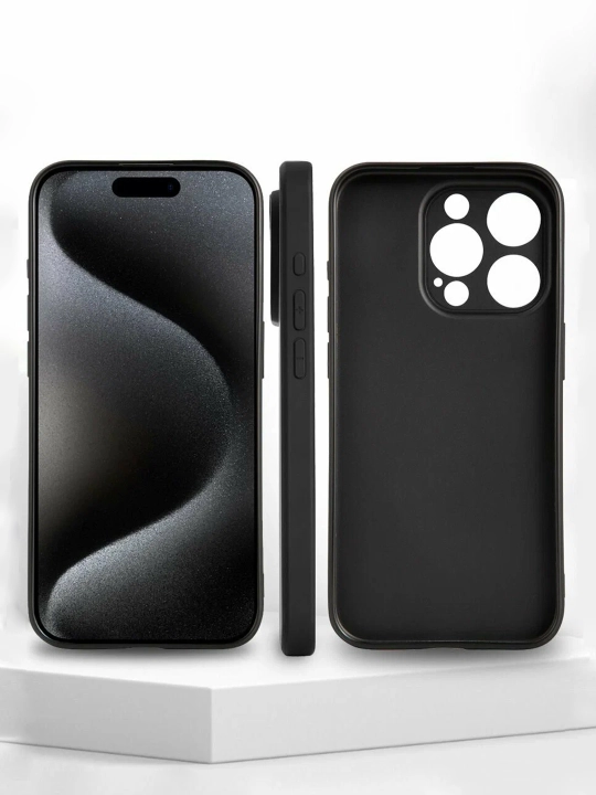Chexol iPhone 7,8,SE,X,XS,11,12,13,14,15,16,17,Pro,Max,Plus,mini uchun,qora,silikon,G'ilof