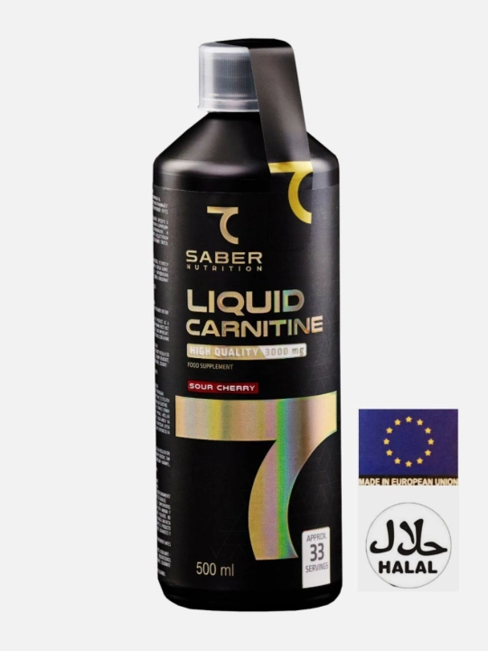 7SABER LIQUID CARNITINE 3000 мг, 500 мл-33 порции, кислая вишня, 100% халяльный продукт - 