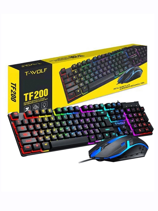 Игровая Клавиатура и мышка T-wolf TF200 c RGB подсветкой