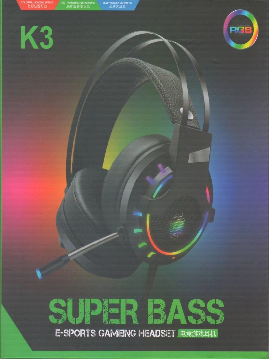 RGB yoritgichli SUPER BASS V2 / K3 o'yin garnituralari
