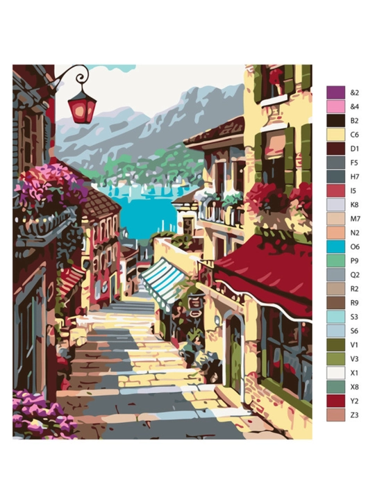 Raqamlar bo'yicha rasm chizish ARTERY "Shaharlar" holstda chizmachilik, 40 * 50 sm