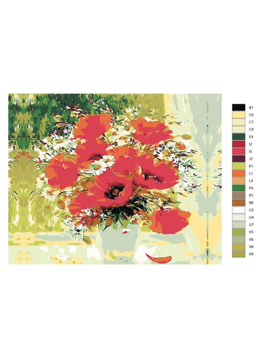 Raqamlar bo'yicha rasm chizish ARTERY "Gullar" holstda chizmachilik 40 * 50 sm