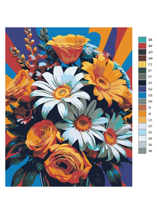 Raqamlar bo'yicha rasm chizish ARTERY "Gullar" holstda chizmachilik 40 * 50 sm