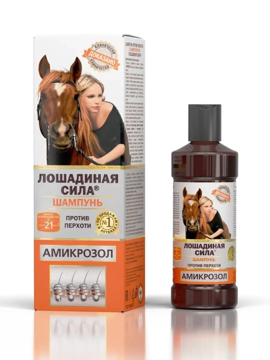 Шампунь против перхоти с Амикрозолом, Лошадиная сила, для всех типов волос, 250 мл