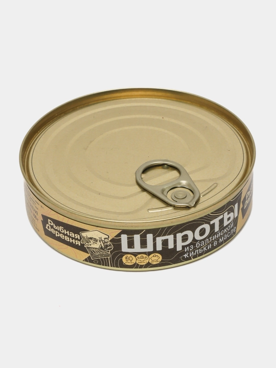 Shprotlar Рыбная деревня, boltiqbo'yi sprat yog'ida, 160 g