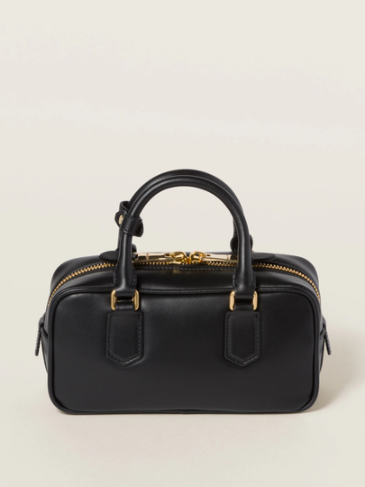 Сумка Miu Miu Black Arcadie, кожаная, багет с двумя ручками
