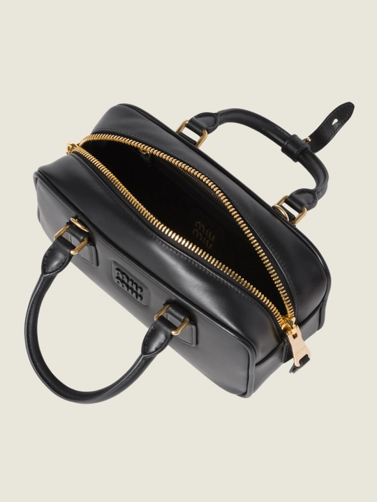 Сумка Miu Miu Black Arcadie, кожаная, багет с двумя ручками