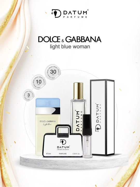 Ayollar atiri Datum Parfume Light Blue Woman, limon, olma, yasemin va muskus bilan - 