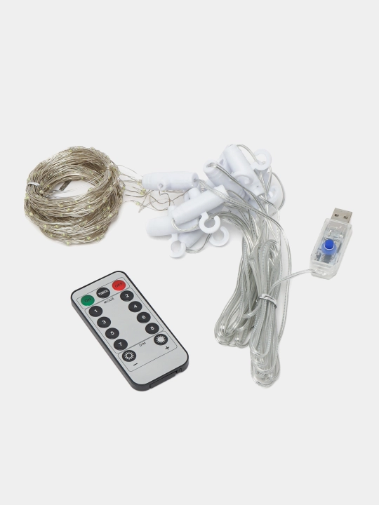 Гирлянда штора "РОСА", 3 * 3 с пультом на USB - 