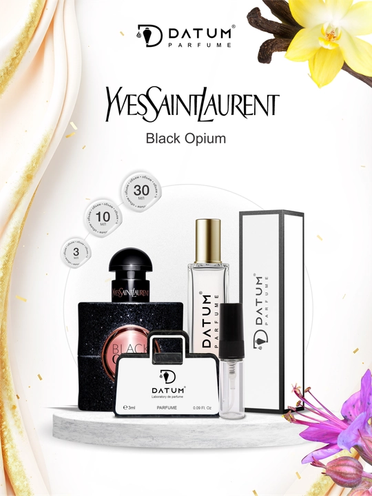 Ayollar atiri Datum Parfume Black Opium, qahva, vanil, yasmin va nok bilan - 
