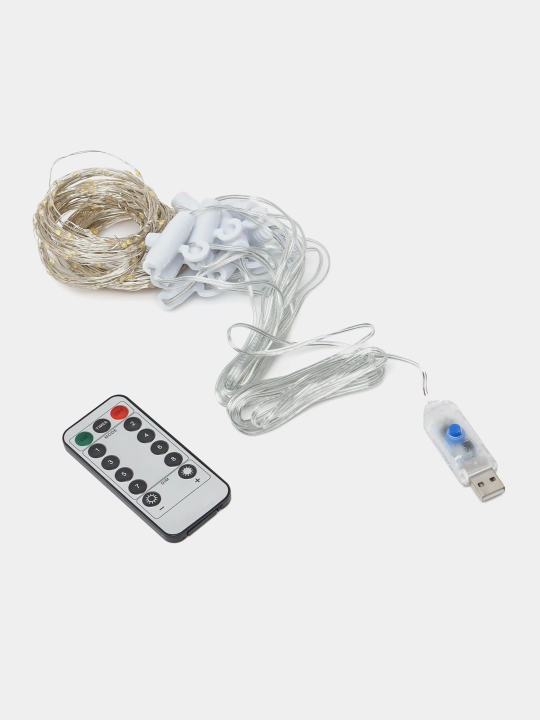 Гирлянда штора "РОСА", 3 * 3 с пультом на USB - 