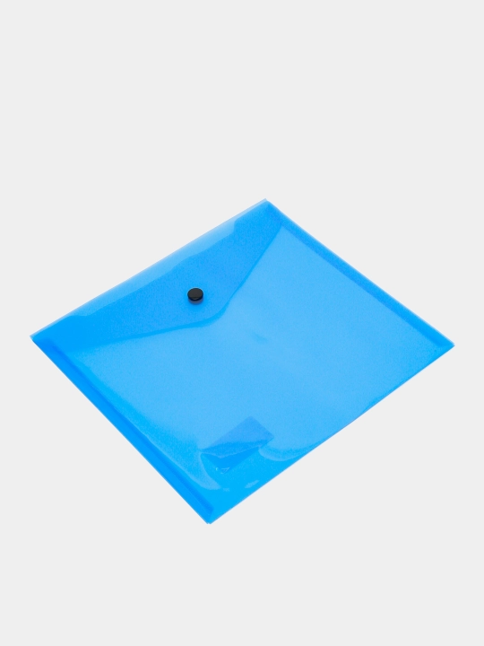 STAMM A5+ tugmasi boʻlgan konvert papkasi, 150 mikron, plastik, shaffof, koʻk MM-32277