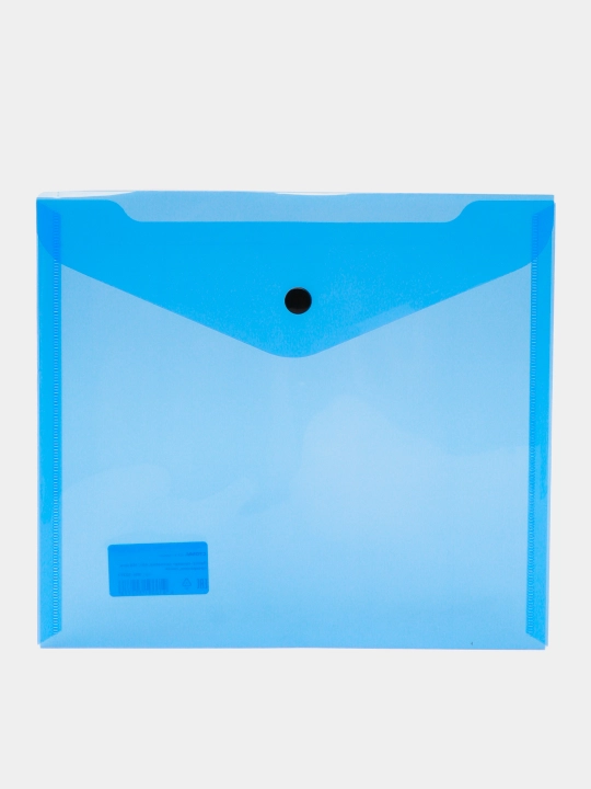 STAMM A5+ tugmasi boʻlgan konvert papkasi, 150 mikron, plastik, shaffof, koʻk MM-32277