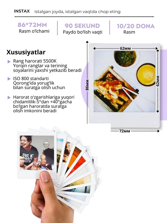 Instax SQUARE tezkor kamerasi uchun kartrij-plyonka