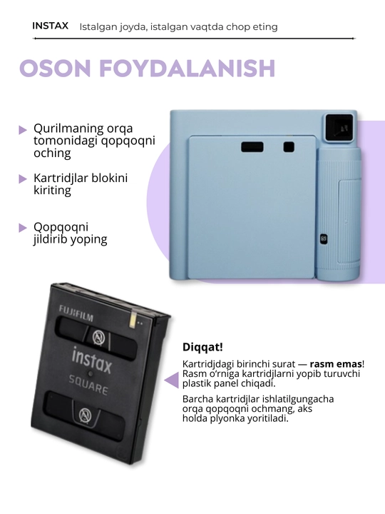Instax SQUARE tezkor kamerasi uchun kartrij-plyonka