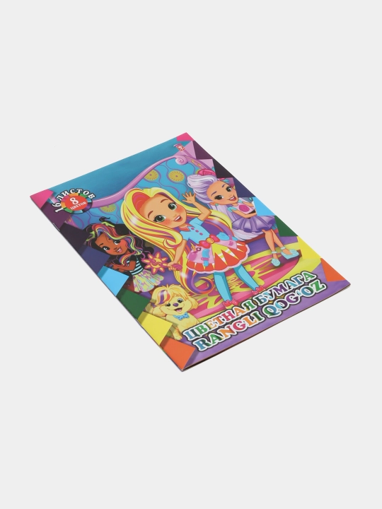 A4 rangli qog‘oz, Multi-Pulti, 16 varaq, 8 ta rang, ofset qog‘ozi, papkada 2 tadan