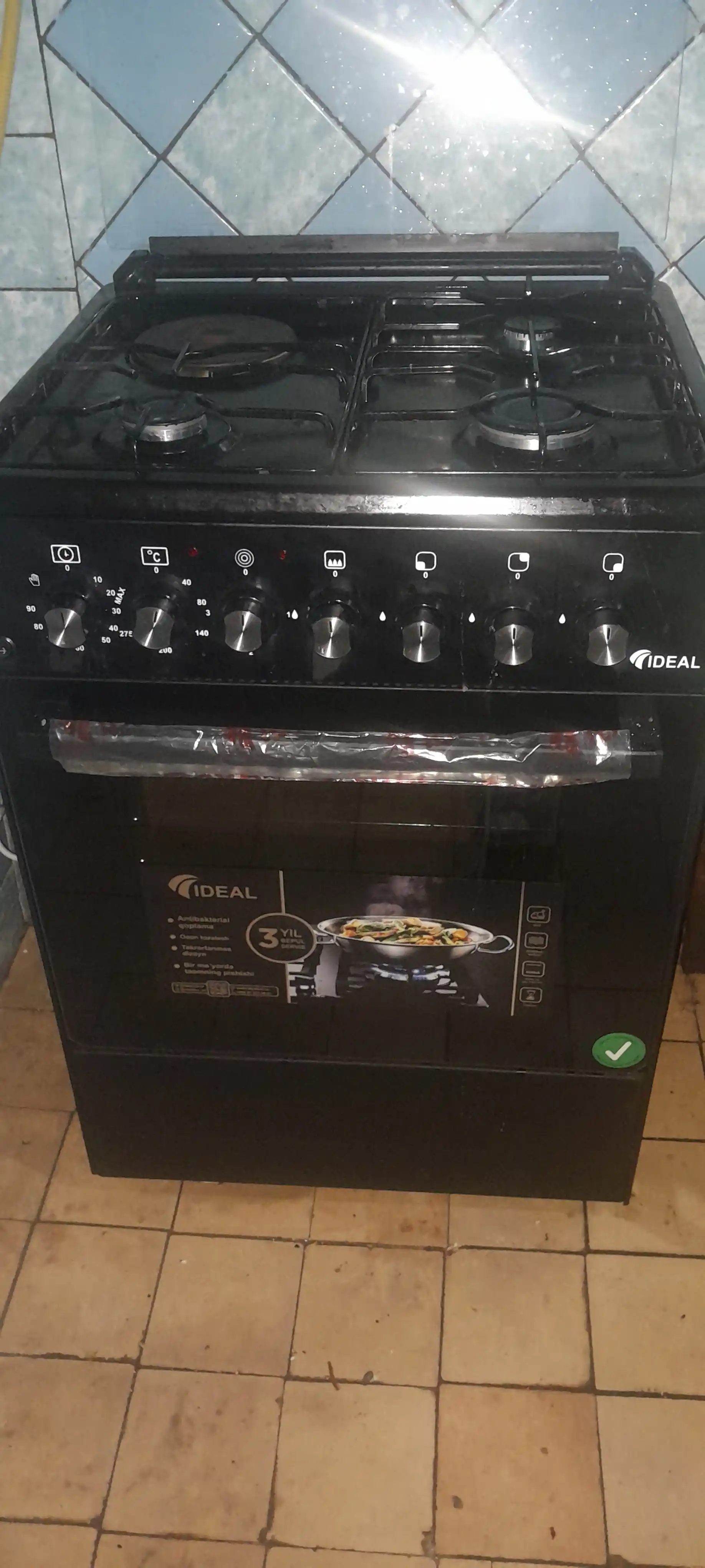 Ideal L400 gaz plitasi, 3 + 1 komfort, duxovka hajmi 65 l, 60 * 60