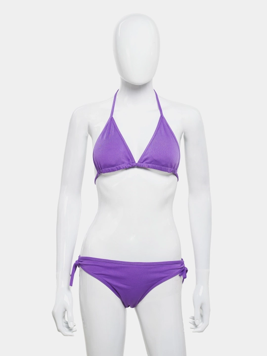 Ayollar uchun ikki qismli suzish kostyumi, bir rangli, bikini