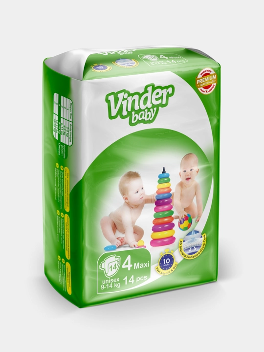 Подгузники Vinder baby 4 Maxi, 14 шт, 9-14 кг