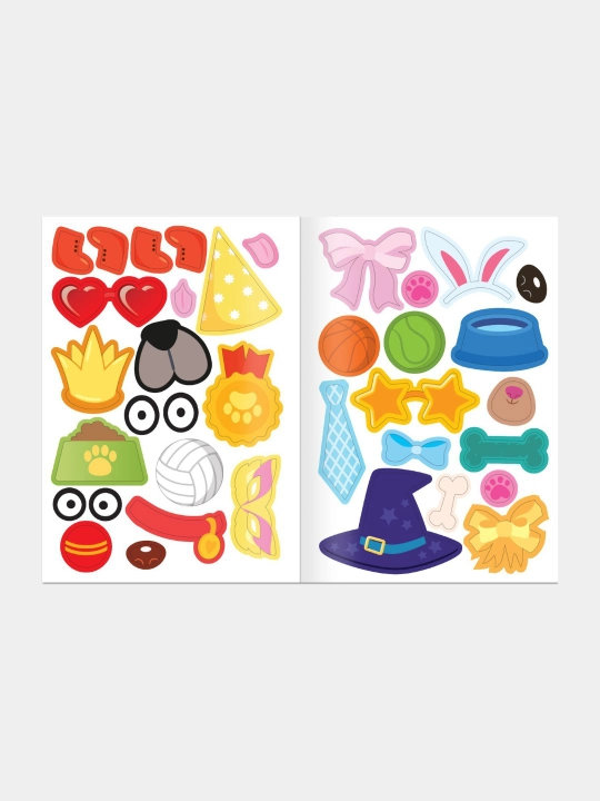 Stikerli kitob, 3-6 yoshli bolalar uchun, Uy hayvoningizni yarating, 75 ta stiker
