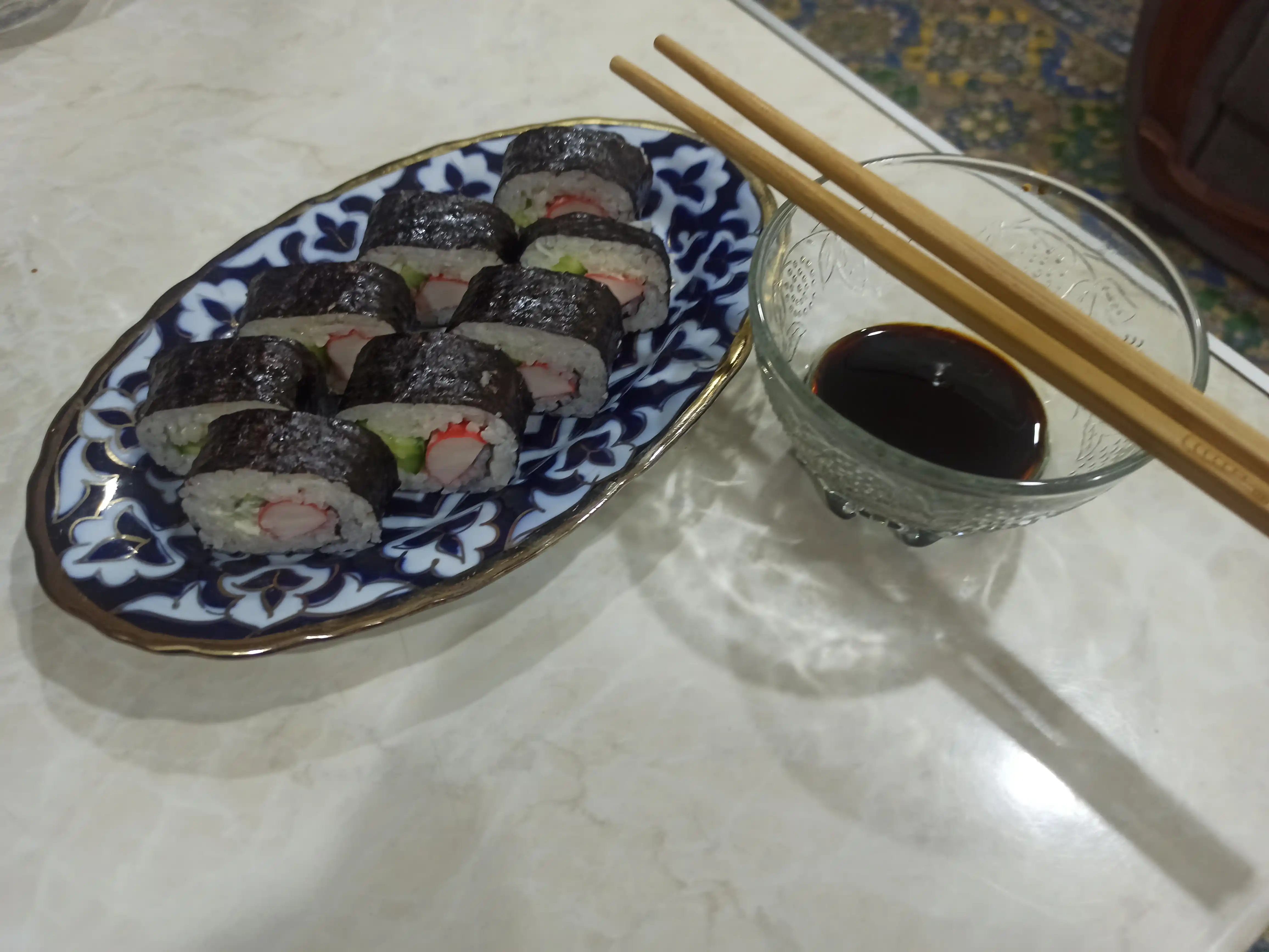 Rulon va sushi uchun bambuk gilamcha, sushi uchun bo‘yra, 24 * 24 sm