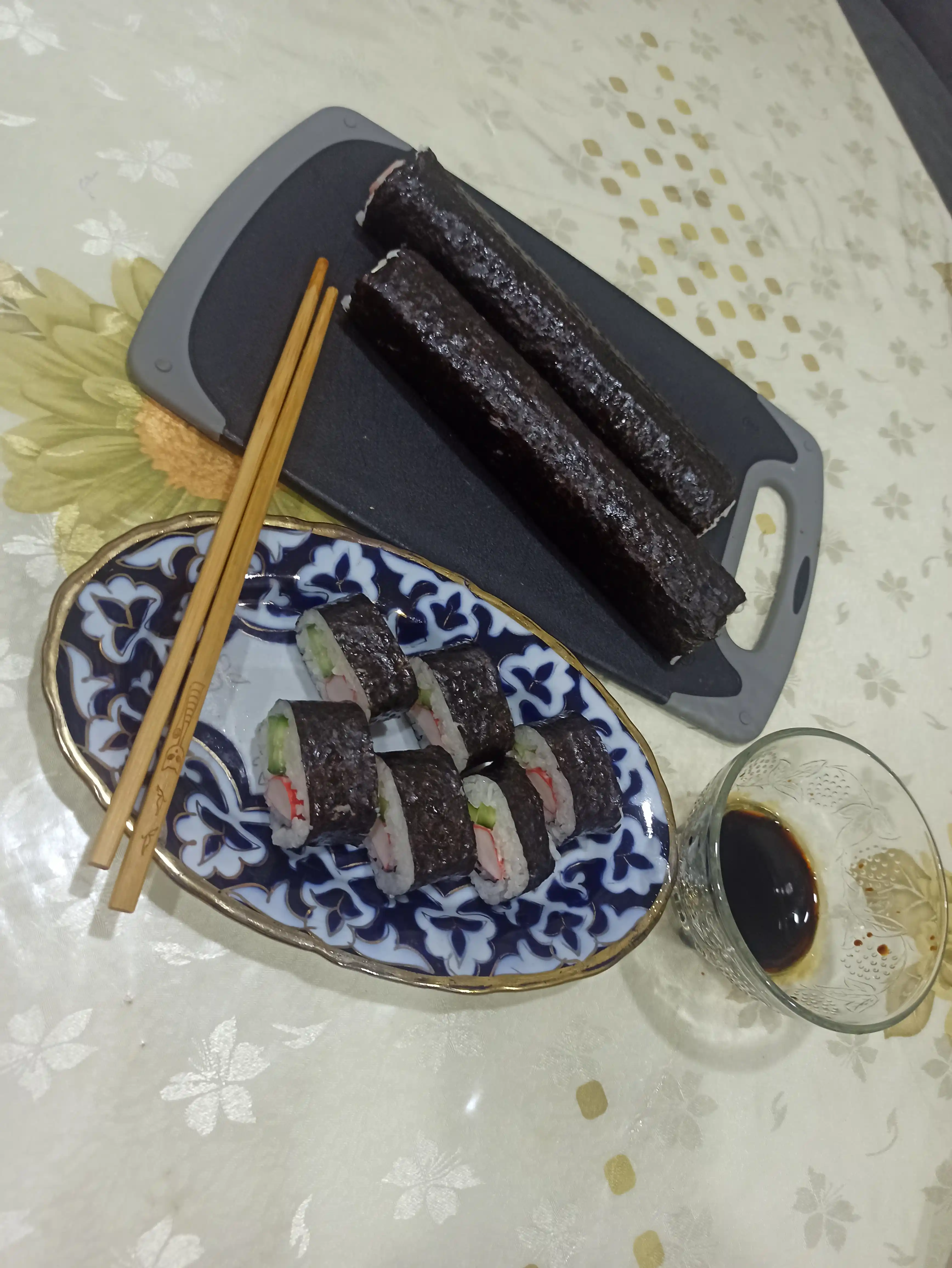 Rulon va sushi uchun bambuk gilamcha, sushi uchun bo‘yra, 24 * 24 sm