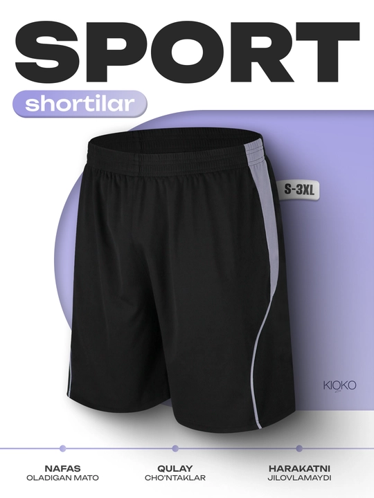 Erkaklar shortilari Kioko, sport va mashg‘ulotlar uchun shortilar, erkaklar sport kiyimi - 