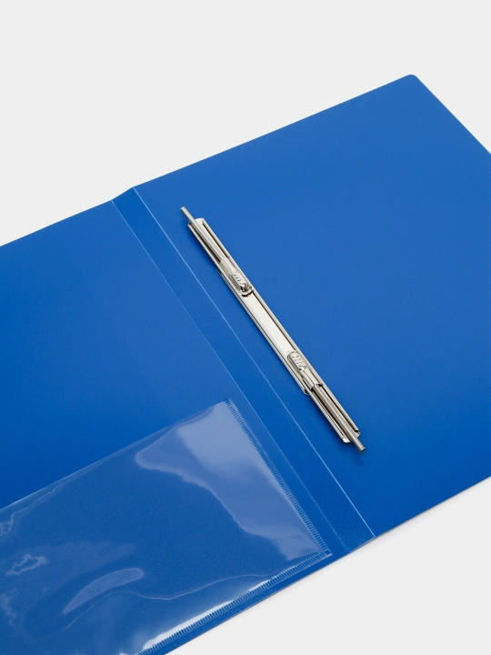 Plastik papka, prujinali, cho'ntakli, 17 mm STANDART, 700 mkm - ko'k