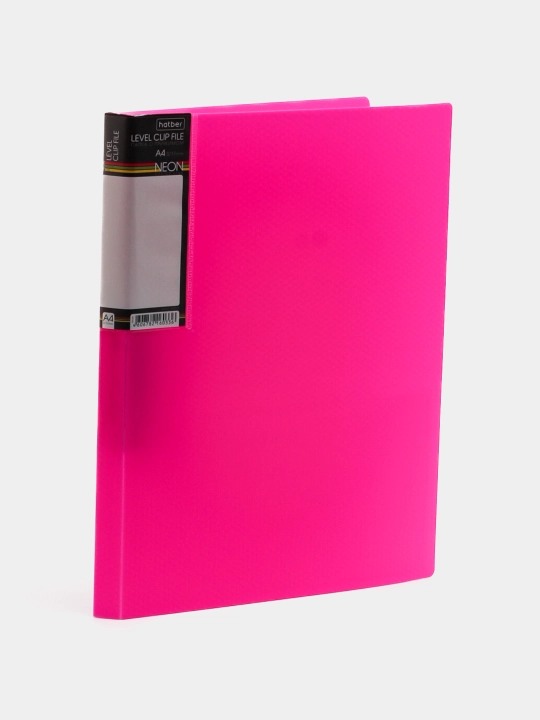 HD Plastik papka, A4f, metall qisqichli, koreshok 17 mm, DIAMOND NEON, 700 mkm, pushti - 