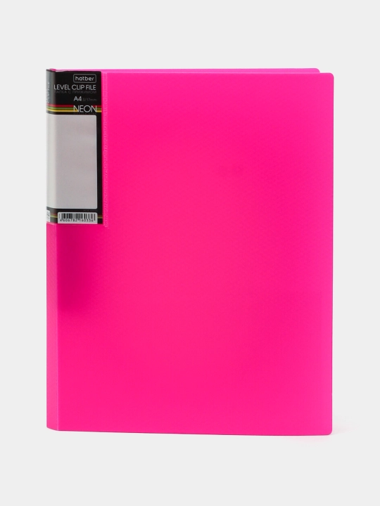 HD Plastik papka, A4f, metall qisqichli, koreshok 17 mm, DIAMOND NEON, 700 mkm, pushti