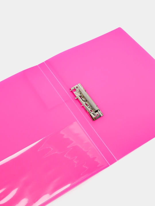 HD Plastik papka, A4f, metall qisqichli, koreshok 17 mm, DIAMOND NEON, 700 mkm, pushti