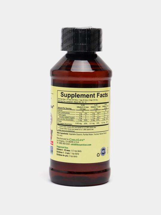 ChildLife Essentials, Цинк (Zinc Plus) с натуральным вкусом манго и клубники, 118 мл
