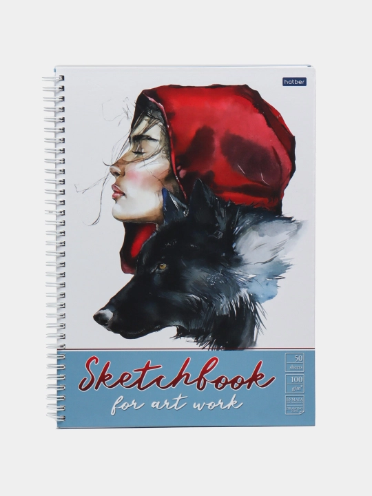 SketchBook daftari, 50 varaq, A4 format, chizg‘ichsiz, 100g/kv.m, Pari va bo‘ri, 50Tt4Agr_27656