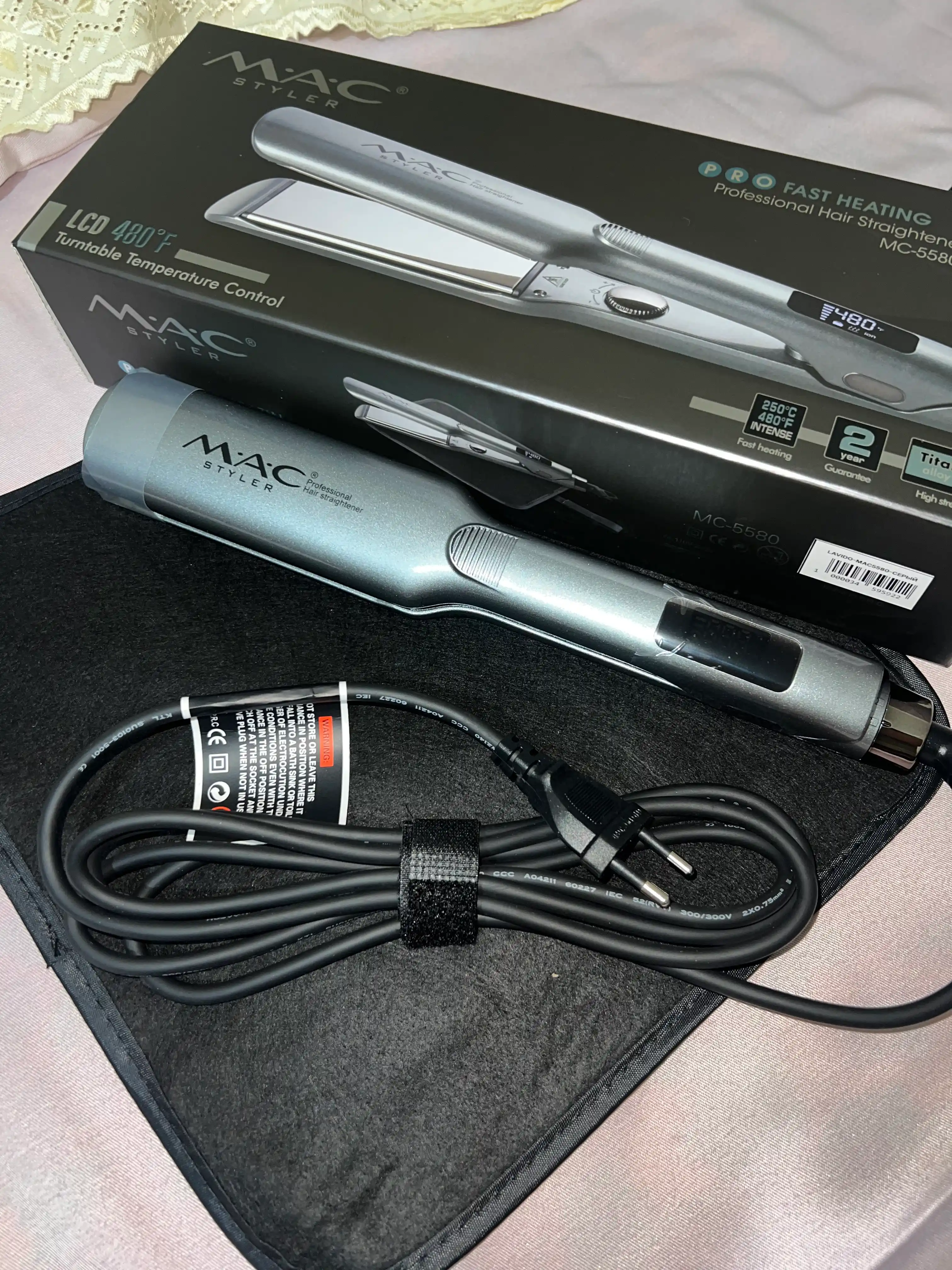 Professional dazmol, MAC Styler MC-5580 titan plastinali soch to‘g‘rilagichi