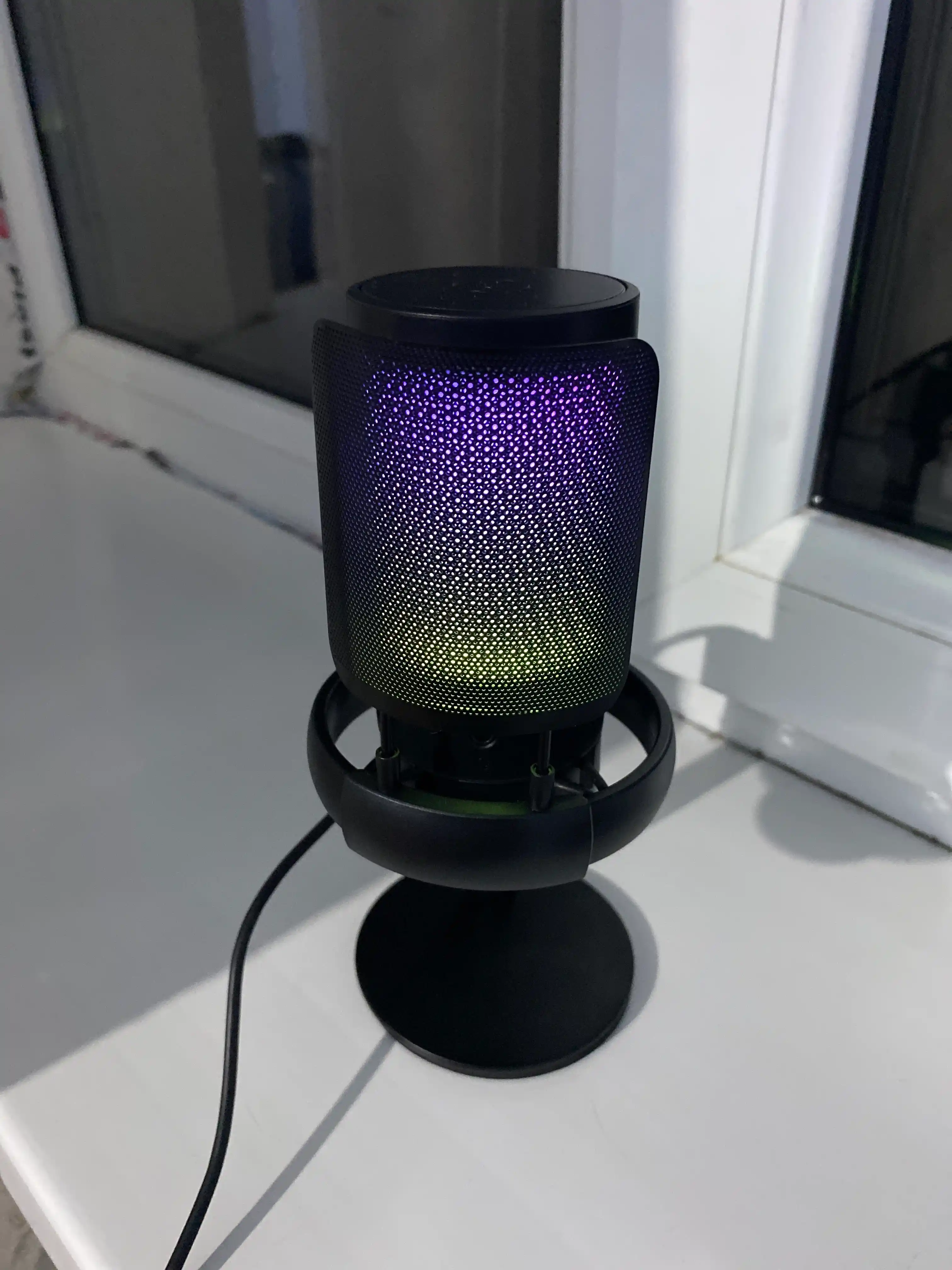 Strim va kompyuter uchun, RGB kondensatorli ME6S mikrofon, shok maunt, popfiltr, ushlagich